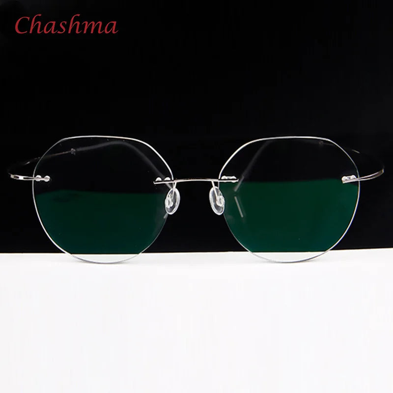 Chashma Ochki Unisex Rimless Cat Eye 2g Titanium Eyeglasses 003 Rimless Chashma Ochki Shape D  