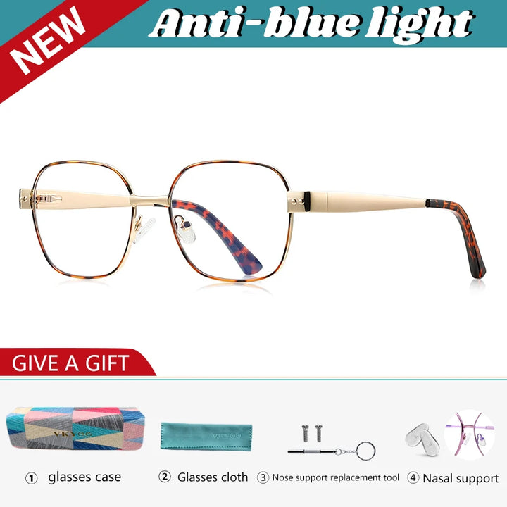 Vicky Women's Full Rim Flat Top Polygonal Alloy Reading Glasses 513172