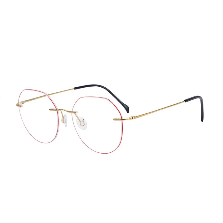 Brightzone Unisex Rimless Flat Top Round Titanium Eyeglasses 71408 Rimless Brightzone Bright Gold