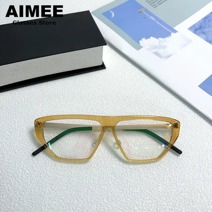 Aimee Unisex Full Rim Brow Line Square Titanium Eyeglasses 1181 Full Rim Aimee   