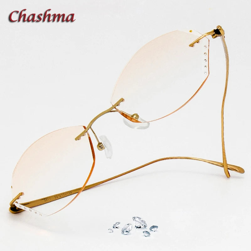 Chashma Ochki Women's Rimless Oval Titanium Eyeglasses 2856 Rimless Chashma Ochki   