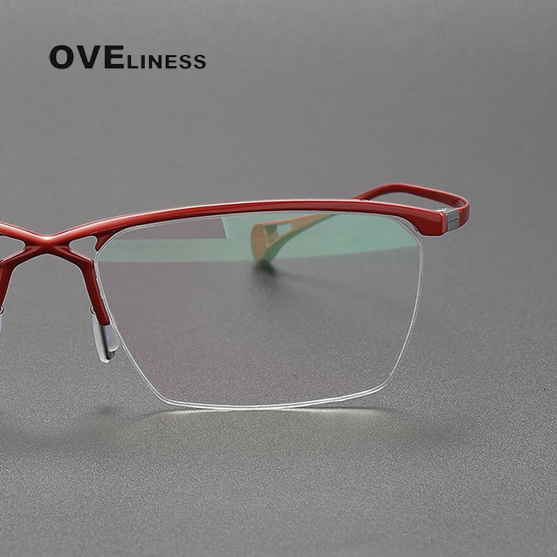 Oveliness Unisex Semi Rim Square Titanium Eyeglasses 9222 Semi Rim Oveliness   