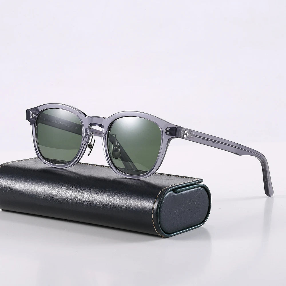 Black Mask Men Full Rim Square Acetate Polarized Sunglasses Fuz 17