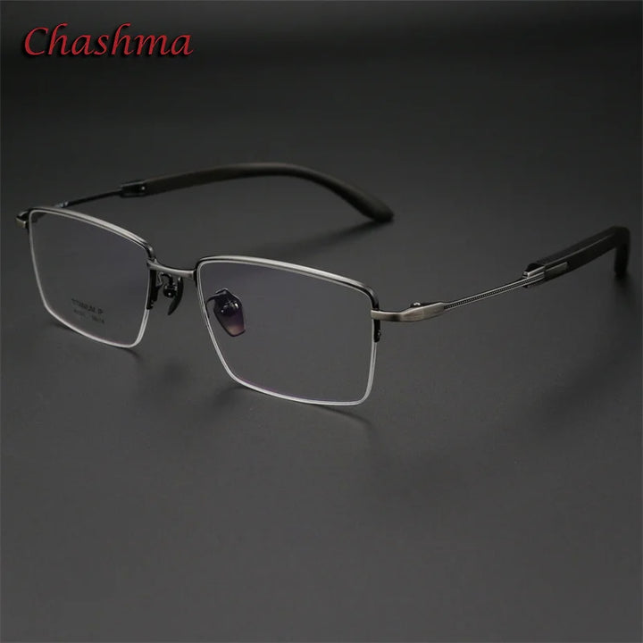 Chashma Ochki Men's Semi Rim Square Titanium Rosewood Eyeglasses 2332 Semi Rim Chashma Ochki Bronze  