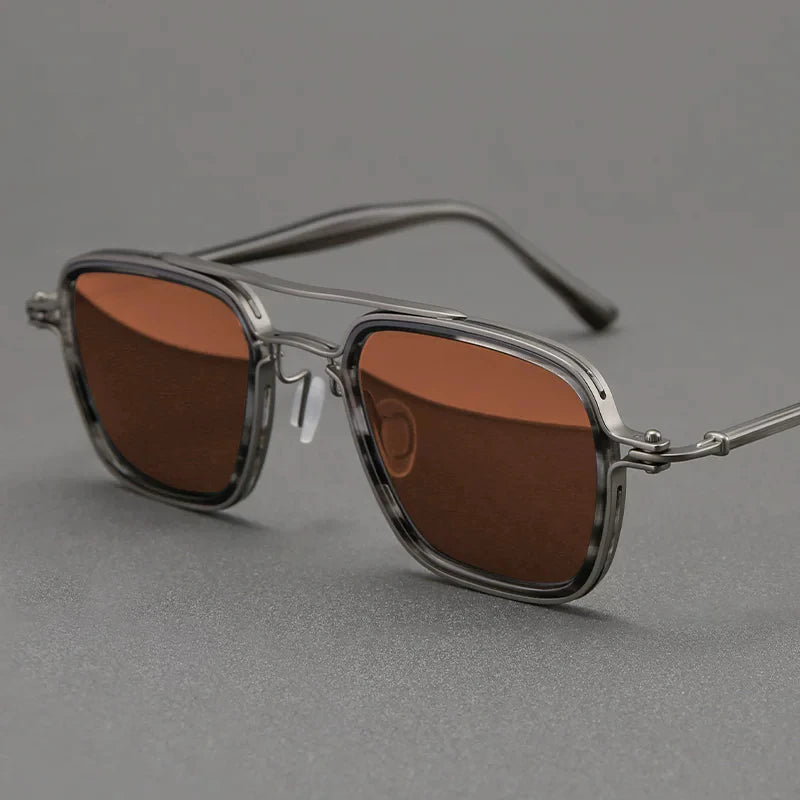 Black Mask Men Full Rim Square Titanium Polarized Sunglasses BM-5875S