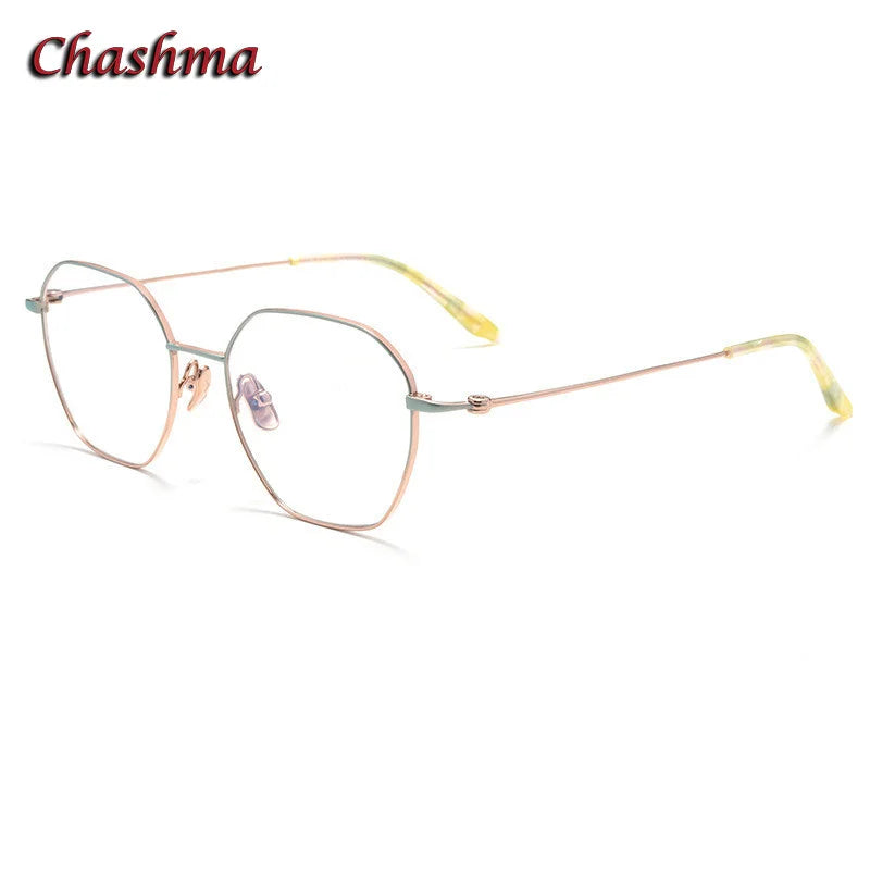 Chashma Ochki Unisex Full Rim Flat Top Oval Titanium Eyeglasses 84824