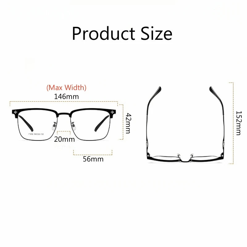 Yimaruili Unisex Full RIm Square Alloy Acetate Eyeglasses 71050 Full Rim Yimaruili Eyeglasses