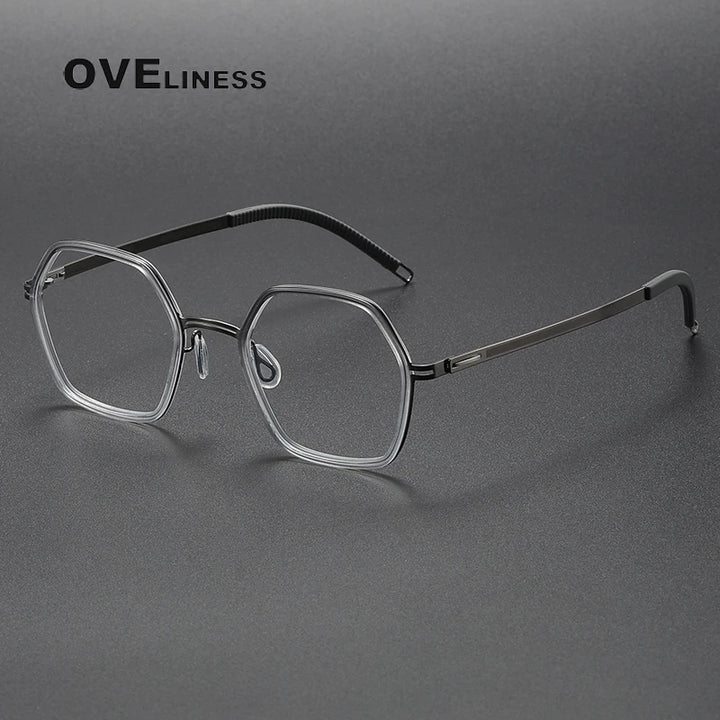 Oveliness Women's Full Rim Hexagon Acetate Titanium Eyeglasses 820222