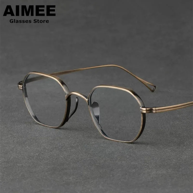 Aimee Women's Full Rim Flat Top Polygon Titanium Eyeglasses 49917