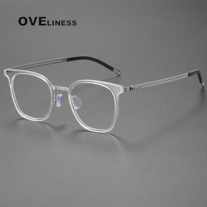 Oveliness Unisex Full Rim Square Titanium Eyeglasses Full Rim Oveliness transparent silver  