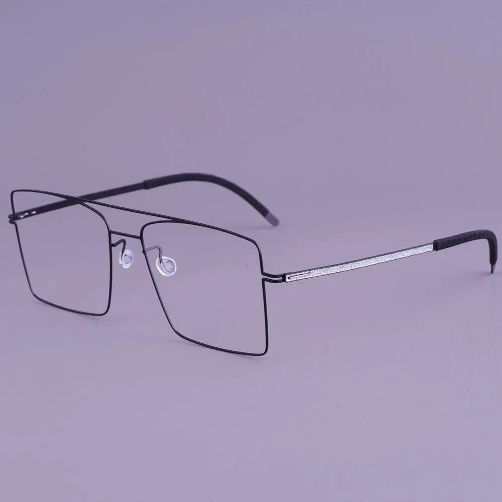 Bobbie 476753 Men’s 146mm Full Rim Square Double Bridge Titanium Frames FuzWeb