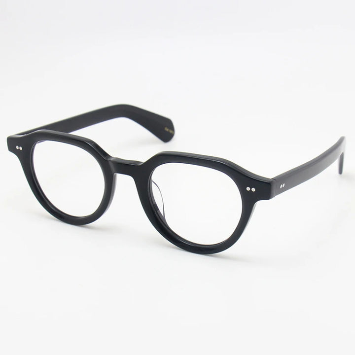 Black Mask Unisex Full Rim Round Acetate Eyeglasses Fuz 4