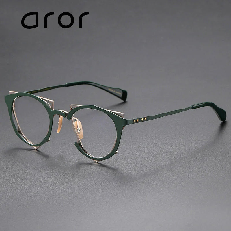 Aror Unisex Full Rim Irregular Oval Triangle Titanium Eyeglasses 49445 Full Rim Aror