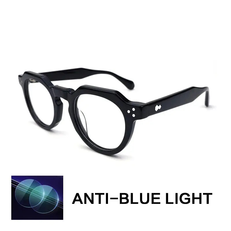 Gatenac Unisex Full Rim Flat Top Round Acetate Reading Glasses Gx62207.