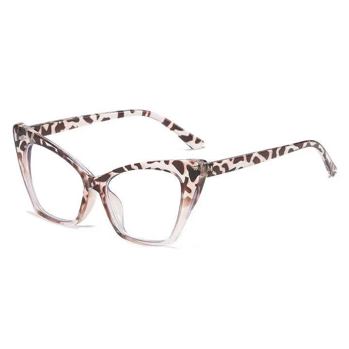 CCspace Women's Full Rim Square Cat Eye Plastic Eyeglasses 57427 Full Rim CCspace Leopard  