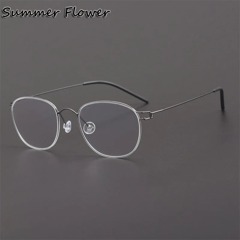 Summer Flower Women's Full Rim Oval Screwless Titanium Eyeglasses 842132