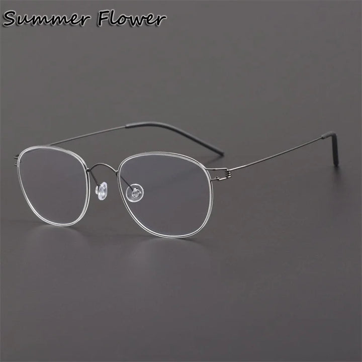 Summer Flower Women's Full Rim Oval Screwless Titanium Eyeglasses 842132