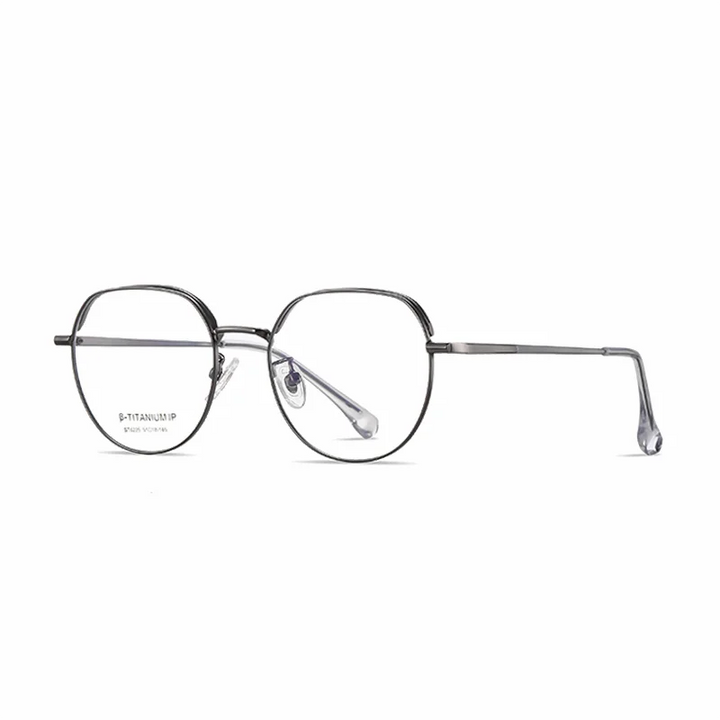 Ralferty Unisex Full Rim Flat Top Oval Titanium Eyeglasses R6225 Full Rim Ralferty C3 Gun CHINA 