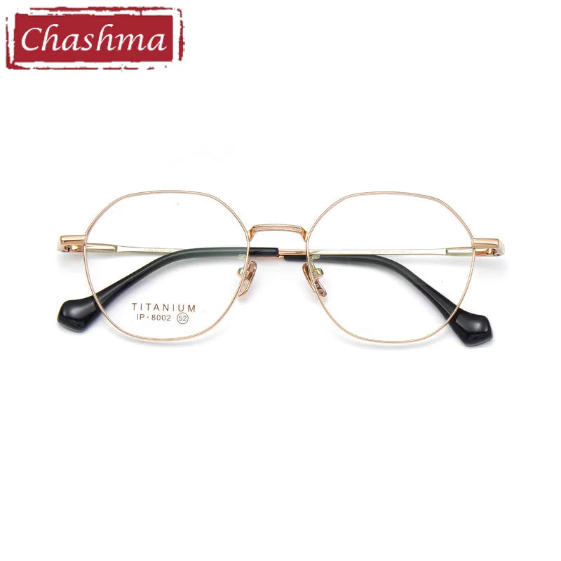 Chashma Ottica Unisex Full Rim Hexagon Titanium Eyeglasses 8002 Full Rim Chashma Ottica Rose Gold  