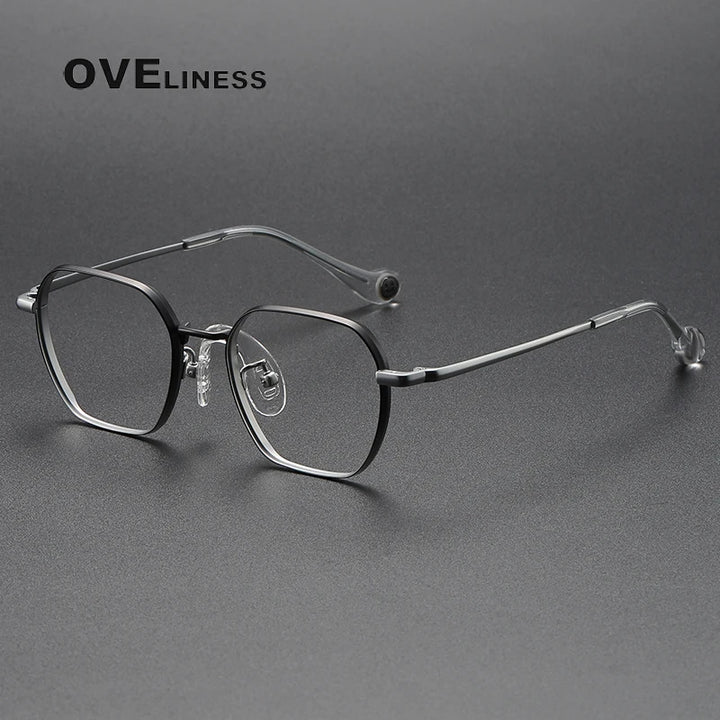 Oveliness Unisex Youth's Full Rim Square Titanium Eyeglasses  O80947 Full Rim Oveliness black silver  