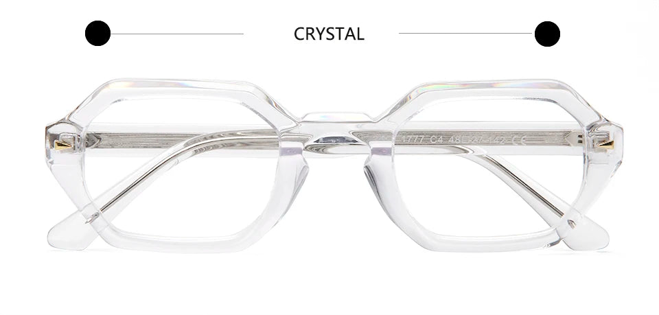 Esnbie Unisex Full Rim Hexagon Acetate Eyeglasses 241777
