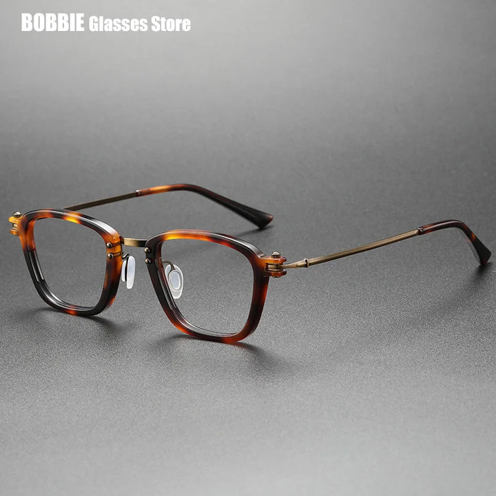 Bobbie Unisex Full Rim Square Round Acetate Titanium Eyeglasses 695866