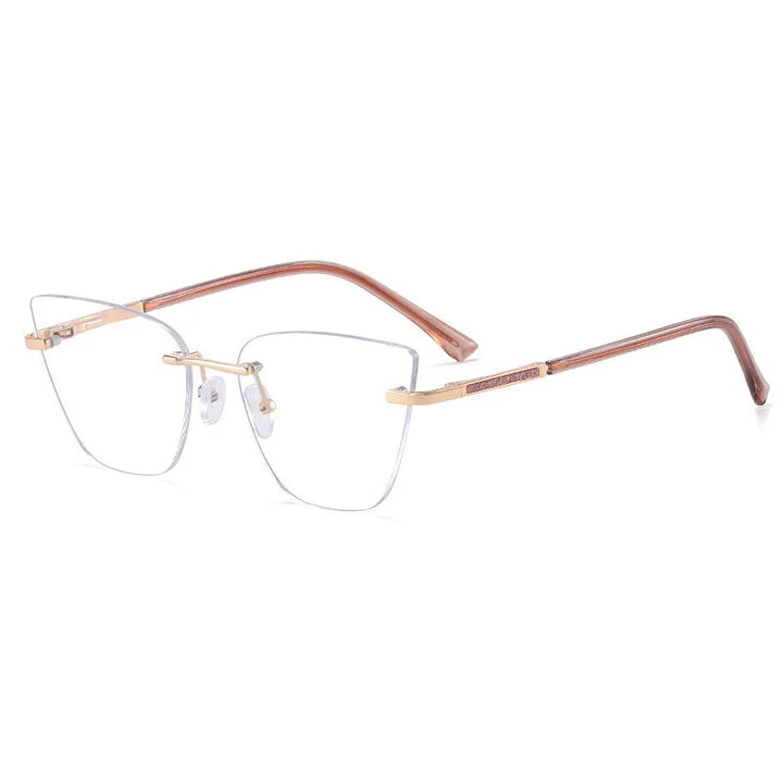 CCspace Women's Rimless Oval Cat Eye Tr 90 Alloy Reading Glasses 312720