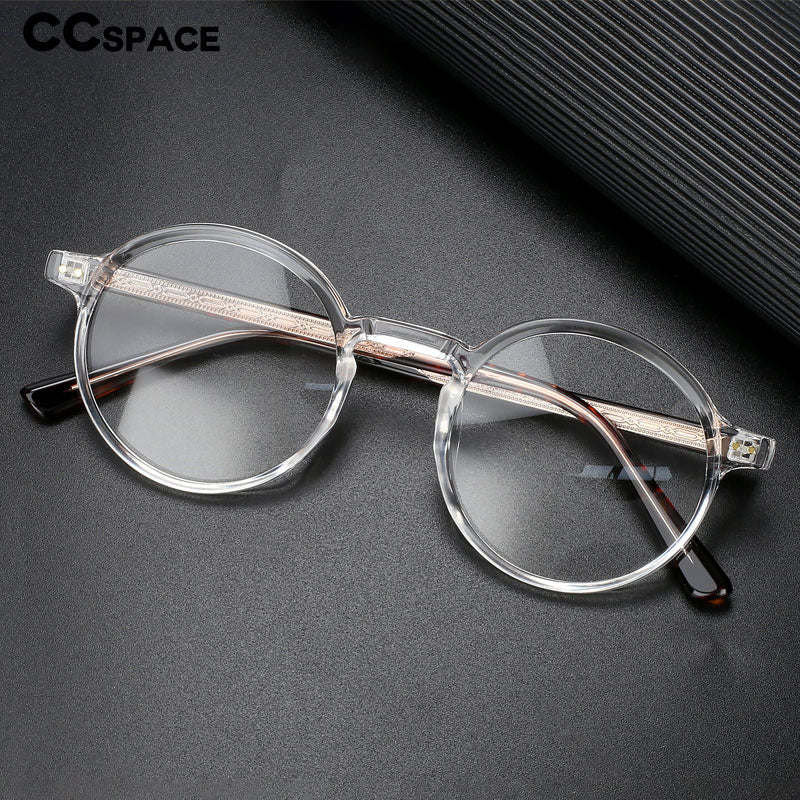 CCSpace Unisex Full Rim Round Tr 90 Titanium Eyeglasses 56492