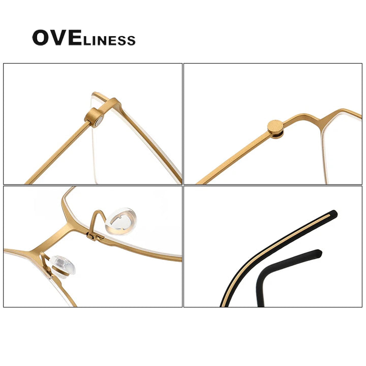 Oveliness Unisex Full Rim Flat Top Square Titanium Eyeglasses O5514 Full Rim Oveliness   