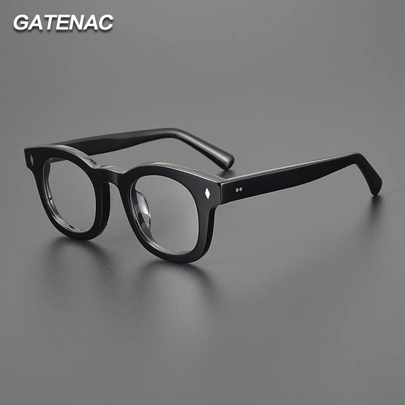 Gatenac Unisex Full Rim Square Thick Acetate Eyeglasses Gxyj1537 Full Rim Gatenac