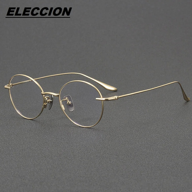 Eleccion Women's Full Rim Round Titanium Eyeglasses 24158 Full Rim Eleccion Gold CHINA