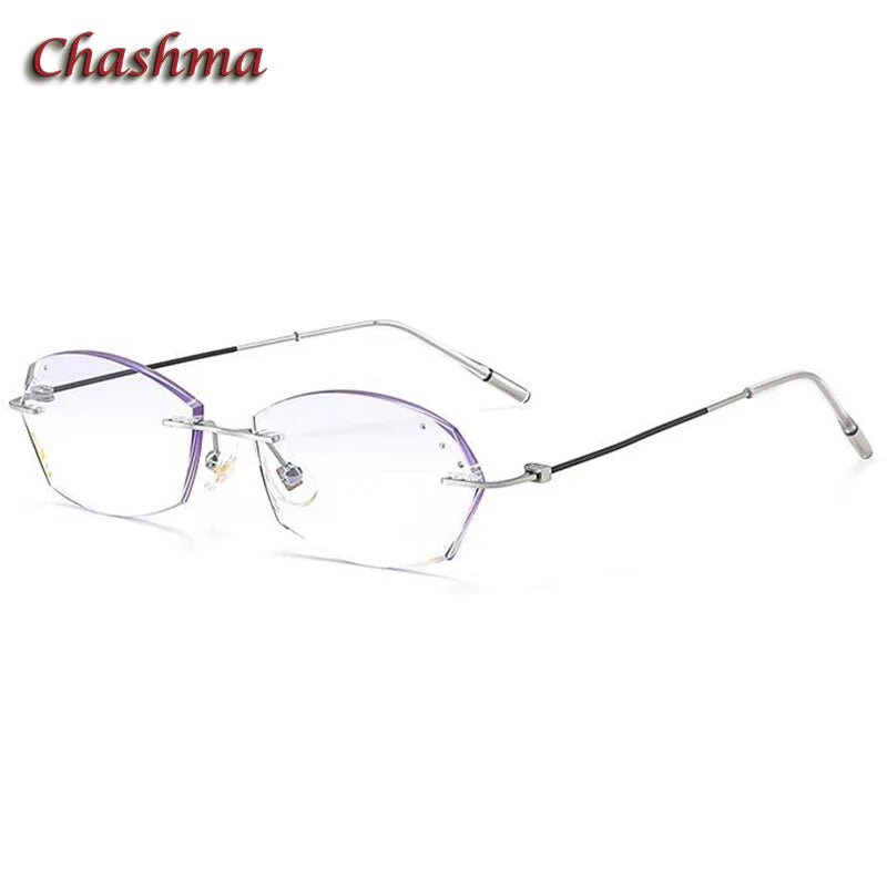 Chashma Ochki Women's Rimless Oval Titanium Eyeglasses 8983 Rimless Chashma Ochki Silver Black  