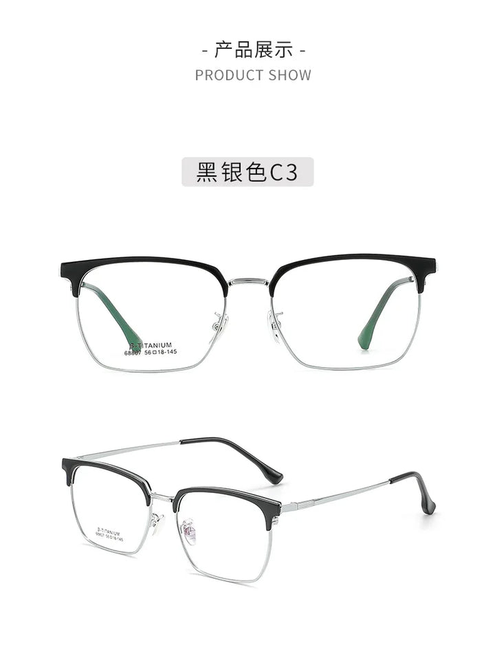 Gmei Optical 68807L unisex square stainless steel prescription eyeglasses — view 3