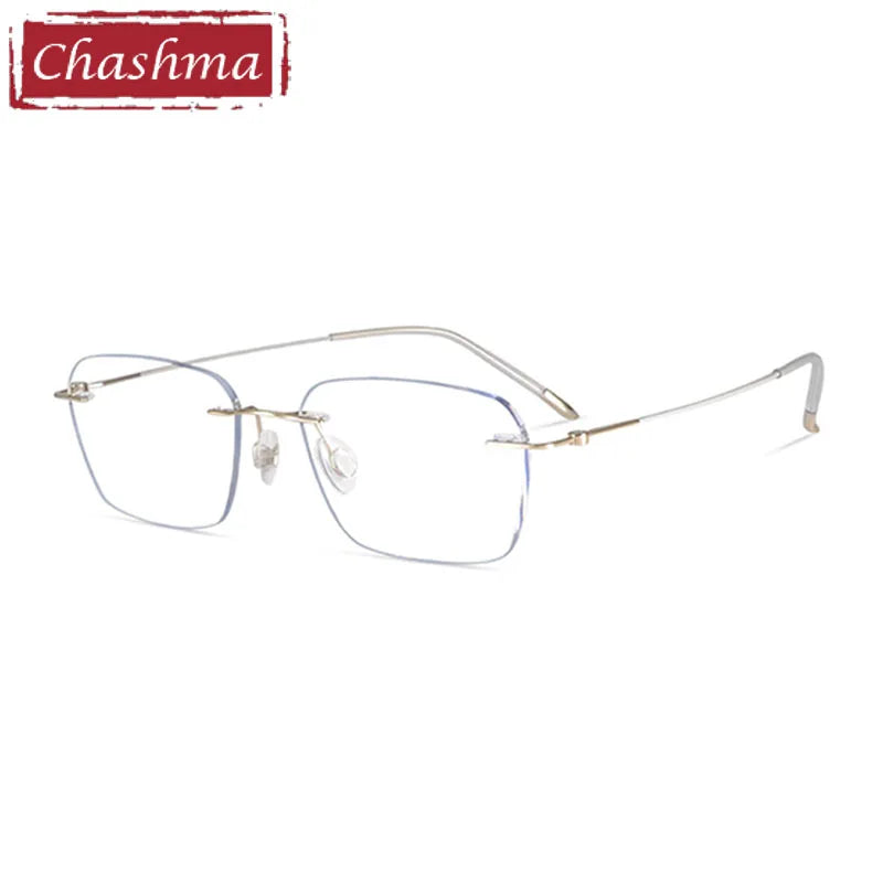 Chashma Ottica Women's Rimless Square Titanium Screwless Eyeglasses 7261 Rimless Chashma Ottica Gold  