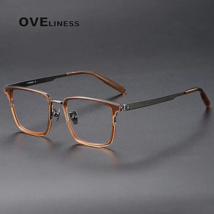 Oveliness Unisex Full Rim Square Acetate Titanium Eyeglasses 80981