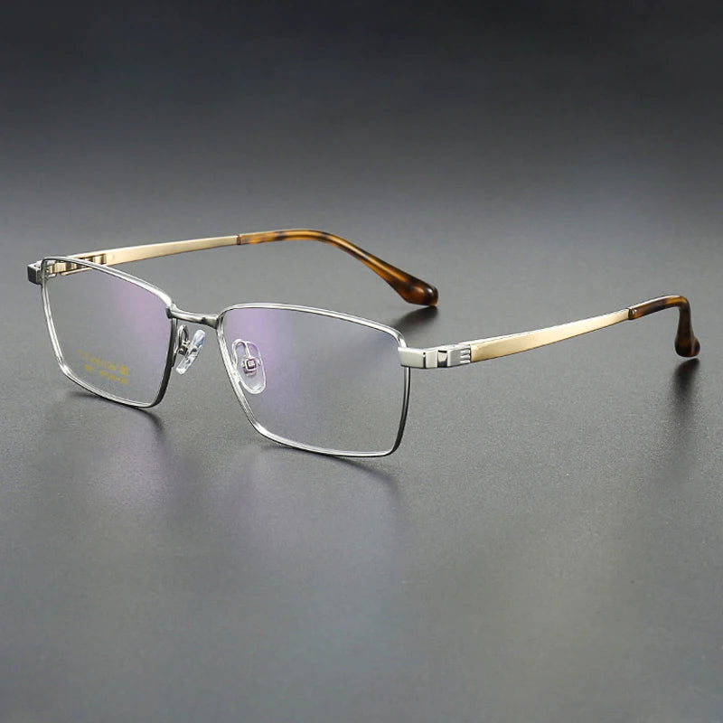Muzz Men's Full Rim Big Polygon Square Titanium Eyeglasses 82911