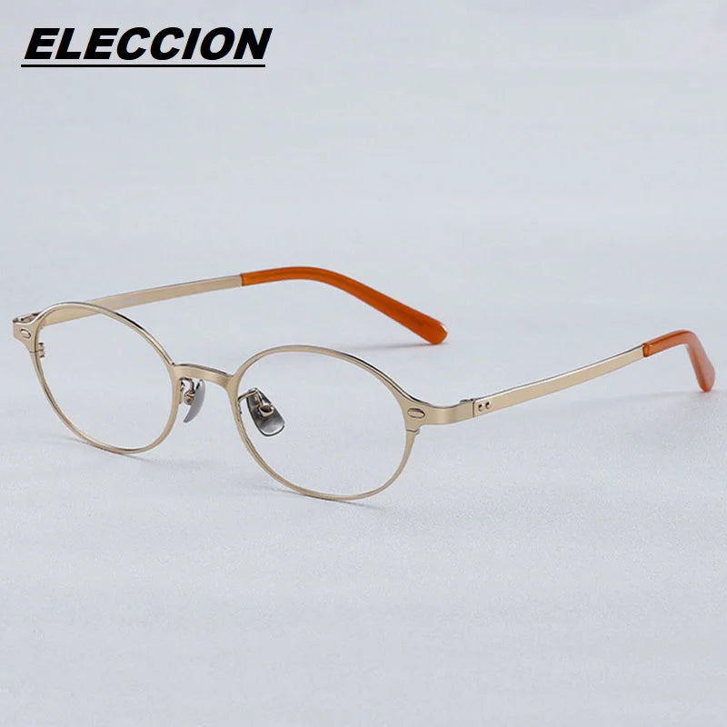 Eleccion Unisex Full Rim Oval Square Titanium Eyeglasses 42407