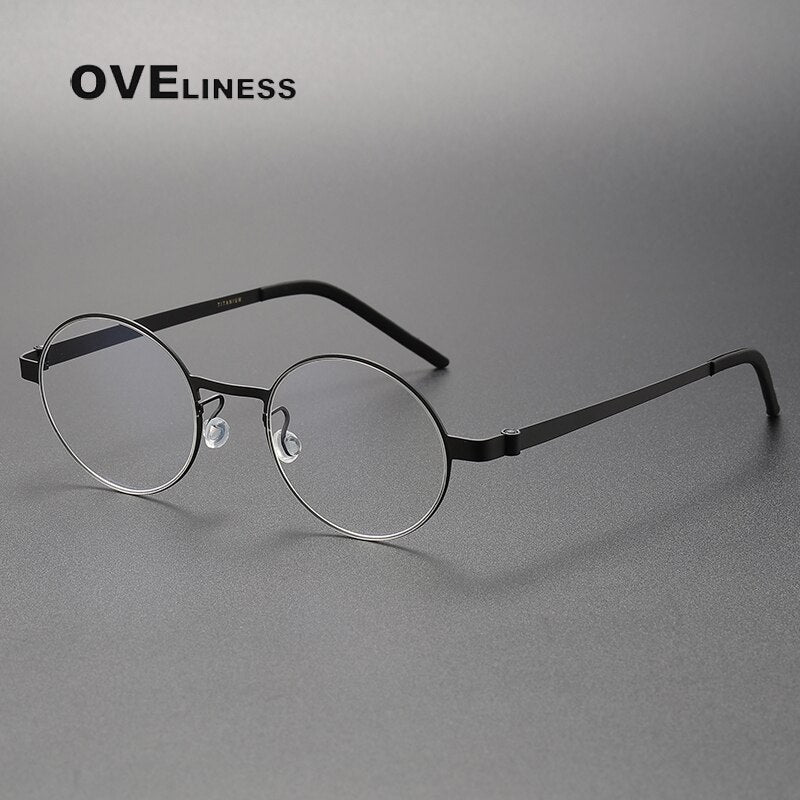 Oveliness Unisex Full Rim Round Titanium Eyeglasses 9610 Full Rim Oveliness black  
