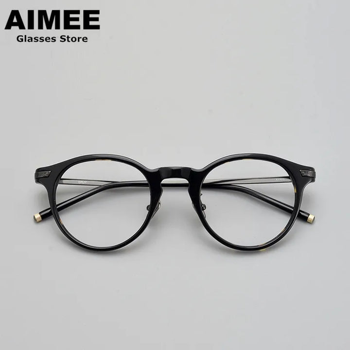 Aimee Unisex Full Rim Round Titanium Acetate Eyeglasses 84994