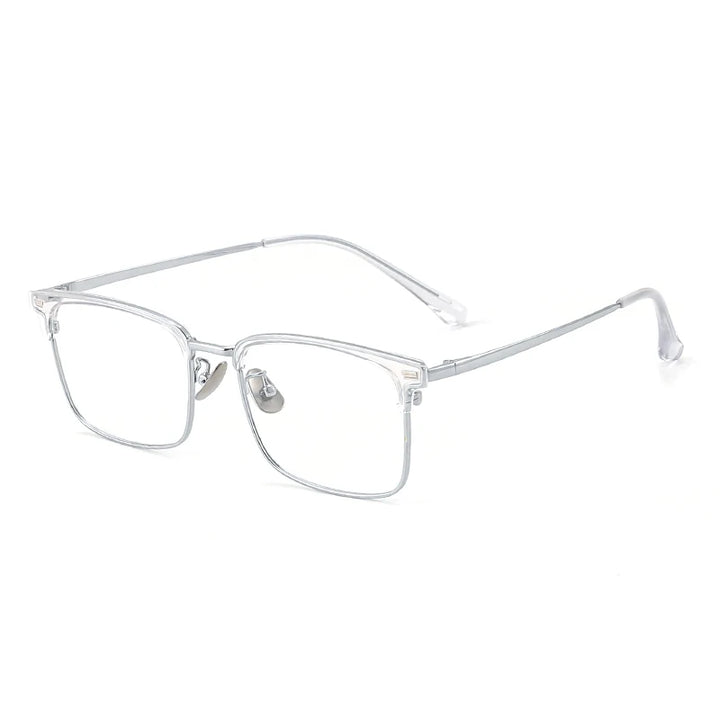 Gmei Unisex Full Rim Square Full Rim Alloy Tr 90 Eyeglasses 8207 Full Rim Gmei Optical C5 Silver  