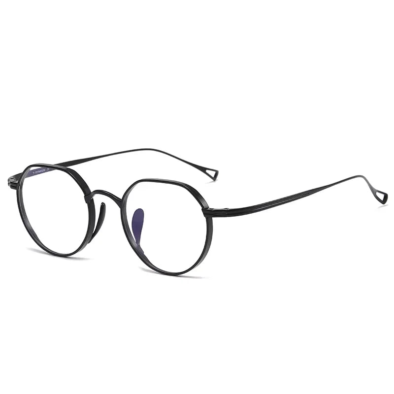 Oveliness Women's Full Rim Flat Top Round Titanium Eyeglasses 9916 Full Rim Oveliness black