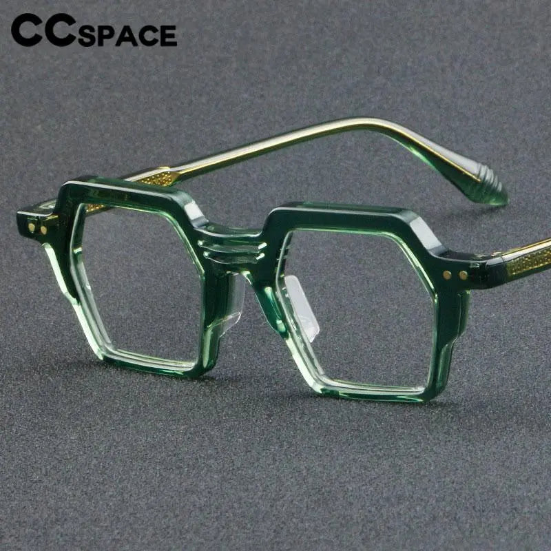 CCspace Unisex Full Rim Polygon Acetate Eyeglasses 56914 Full Rim CCspace   
