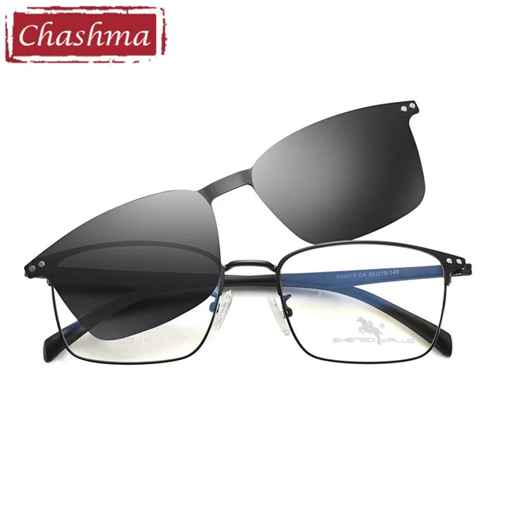 Chashma Ottica Women's Full Rim Square Alloy Eyeglasses Clip On Sunglasses 94015