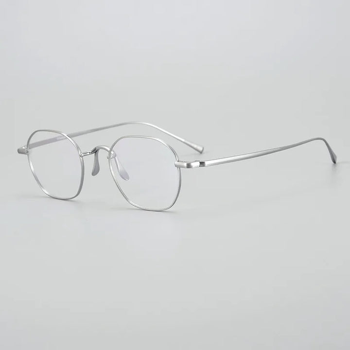 Black Mask Unisex Full Rim Irregular Square Titanium Eyeglasses Kj46 Full Rim Black Mask Silver  