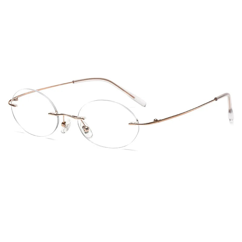 KatKani Women's Rimless Oval Titanium Eyeglasses 9015 Rimless KatKani Eyeglasses Rose Gold CHINA 