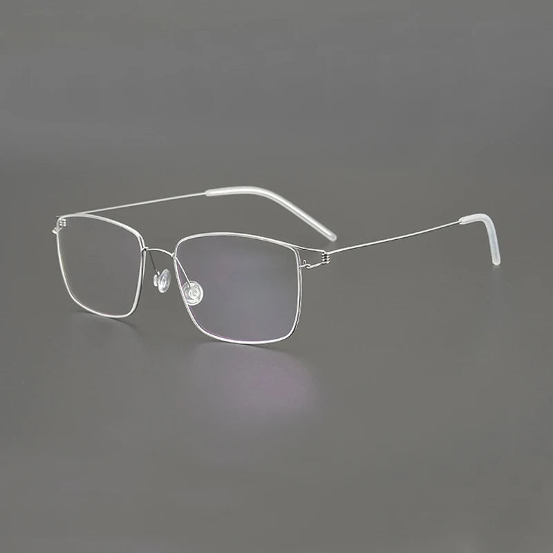 Black Mask Unisex Full Rim Titanium Square Screwless Eyeglasses Lb001 Full Rim Black Mask Silver  