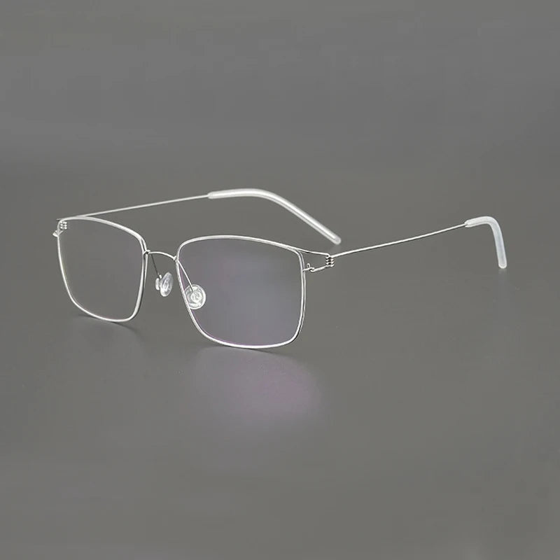 Black Mask Unisex Full Rim Square Screwless Titanium Eyeglasses 42001 Full Rim Black Mask Silver  