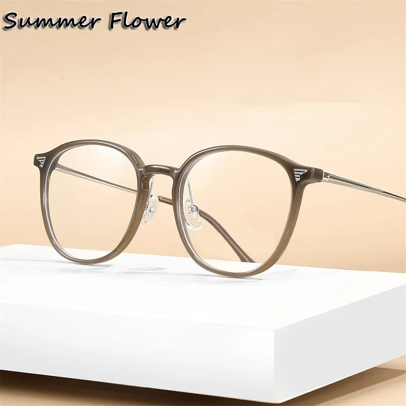 Summer Flower Women's Full Rim Oval Tr 90 Titanium Eyeglasses 801247 Full Rim Summer Flower