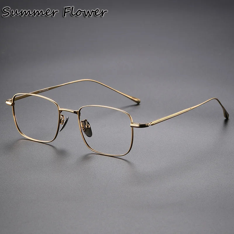 Summer Flower Unisex Full Rim Square Polygon Titanium Eyeglasses 618133