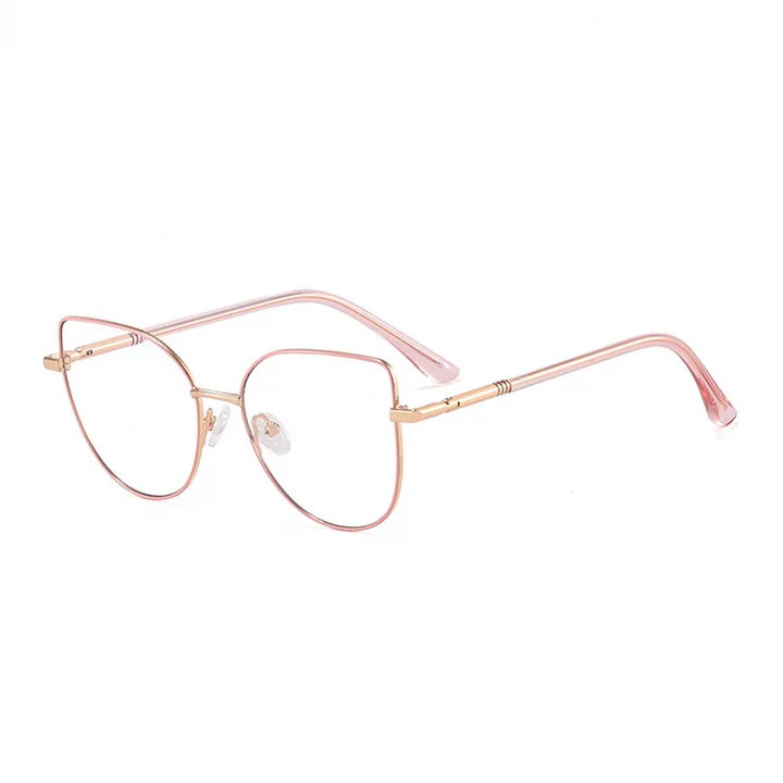 Ralferty Women's Full Rim Square Cat Eye Alloy Eyeglasses R83605 Full Rim Ralferty C2 Pink CHINA 